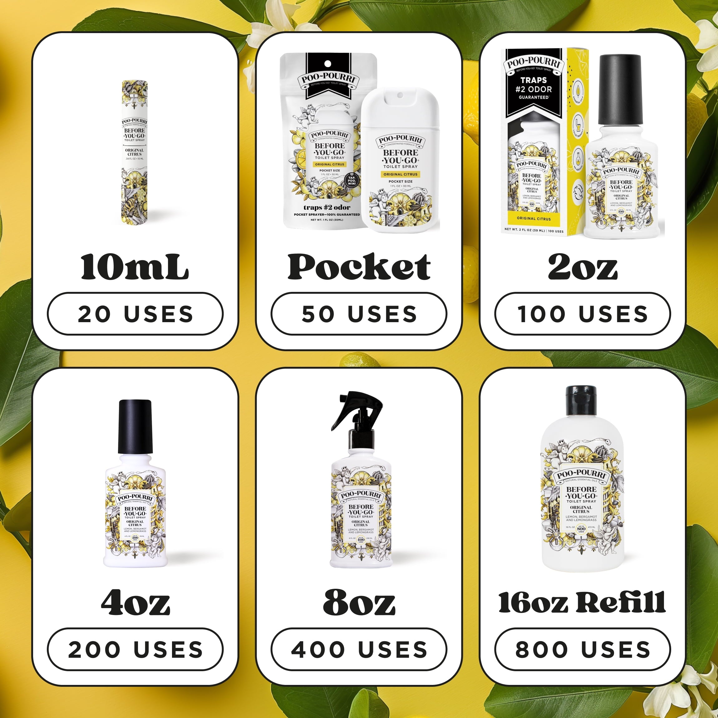 Poo-Pourri Before-You-Go Toilet Spray - On-The-Go, Travel Size Variety 10 mL - Original Citrus, Lavender Vanilla and Fresh Air