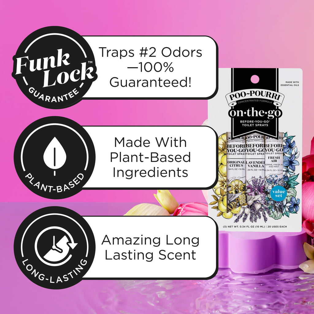 Poo-Pourri Before-You-Go Toilet Spray - On-The-Go, Travel Size Variety 10 mL - Original Citrus, Lavender Vanilla and Fresh Air
