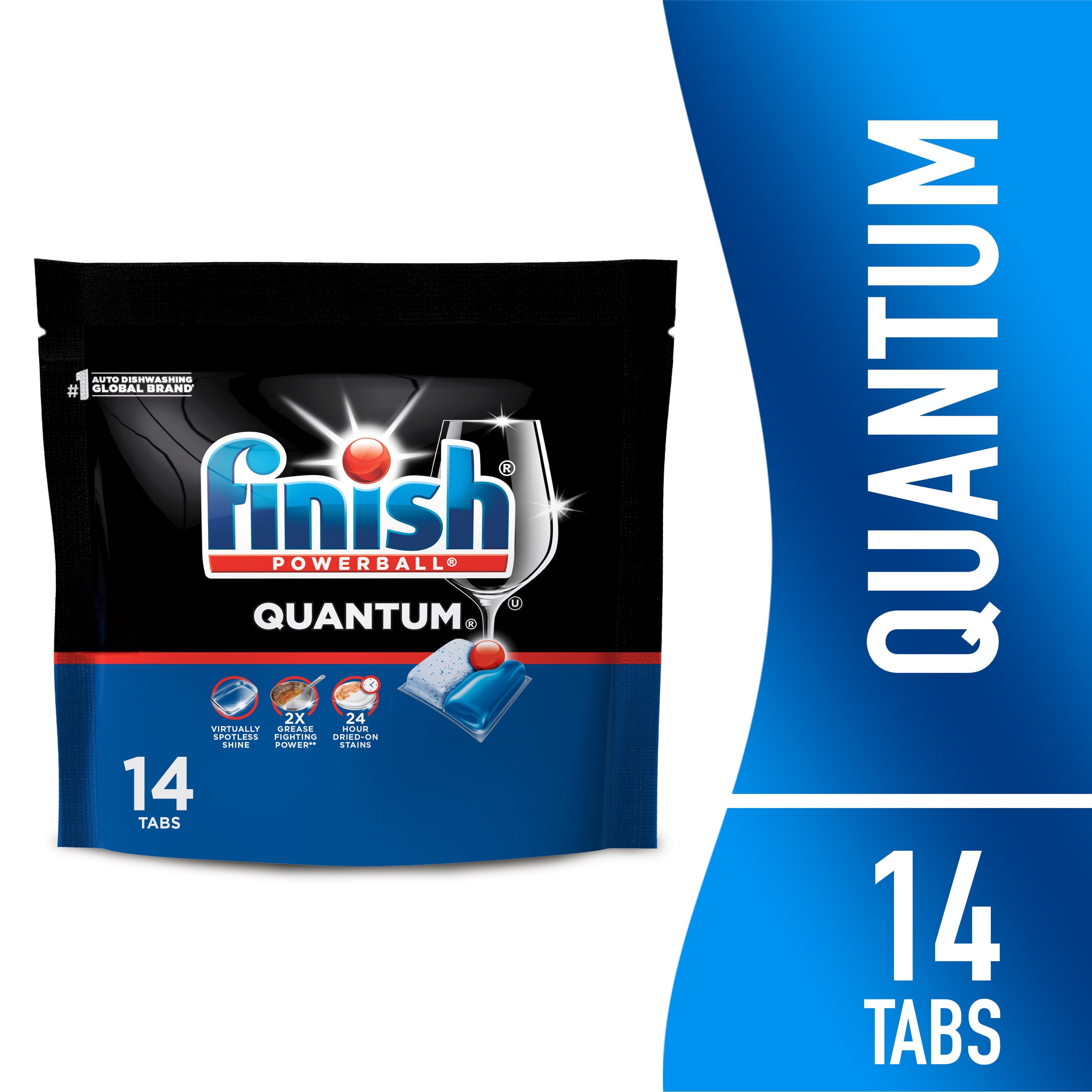 Finish Quantum Dishwasher Pods - No Pre-Rinse Dishwasher Detergent Tabs Soap, Advanced Clean, 14 Count - 8-Pack