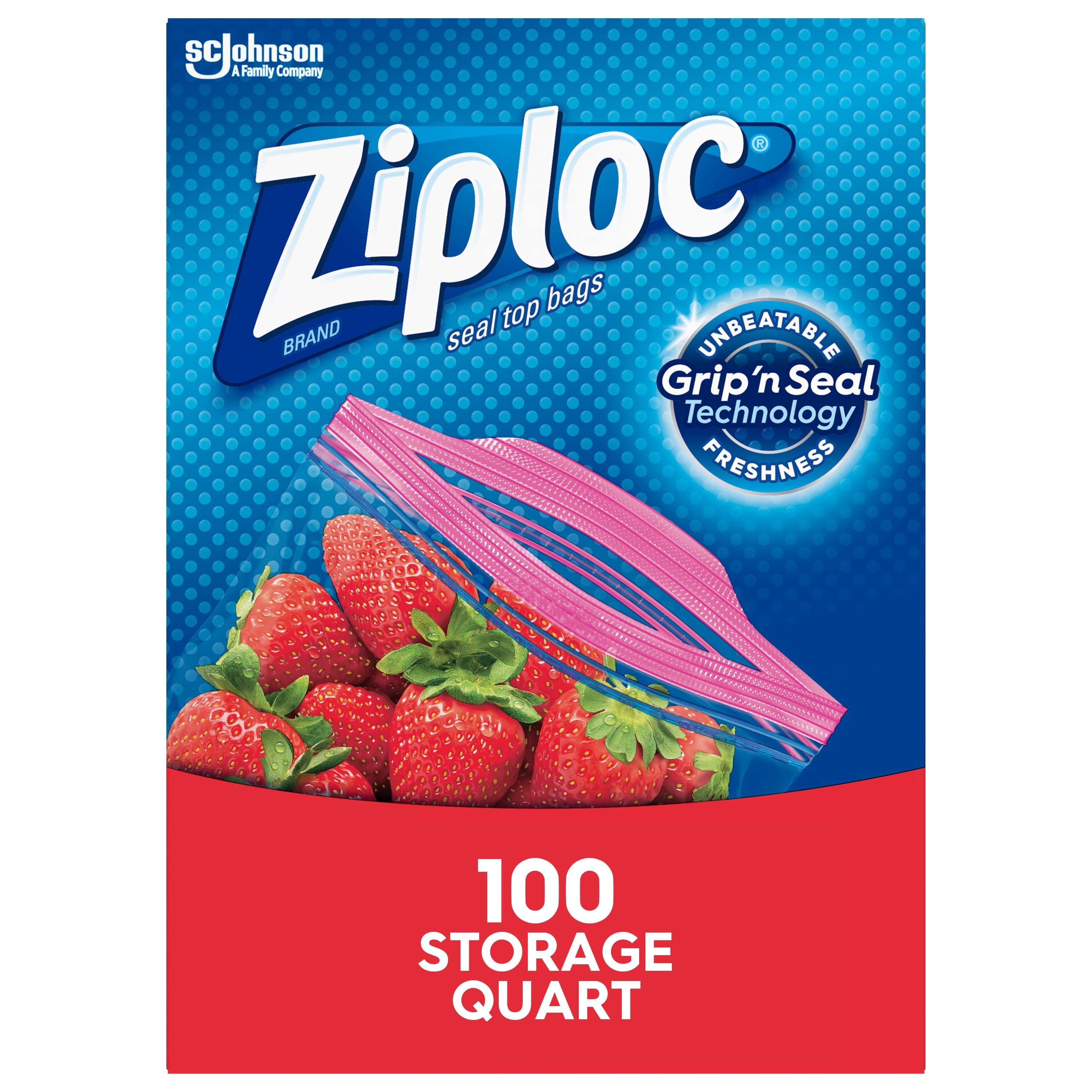 Ziploc Grip N Seal Storage Quart Bags - 100 count