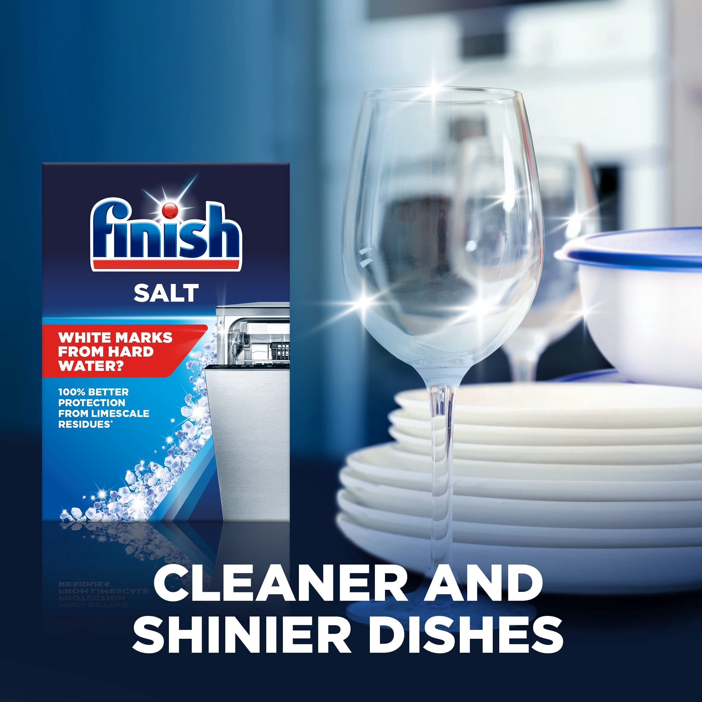 Finish Dishwasher Salt 8.8 Lb. - 4Kg Improves performance Softens water Limescale protection Fights water spots 99% purity
