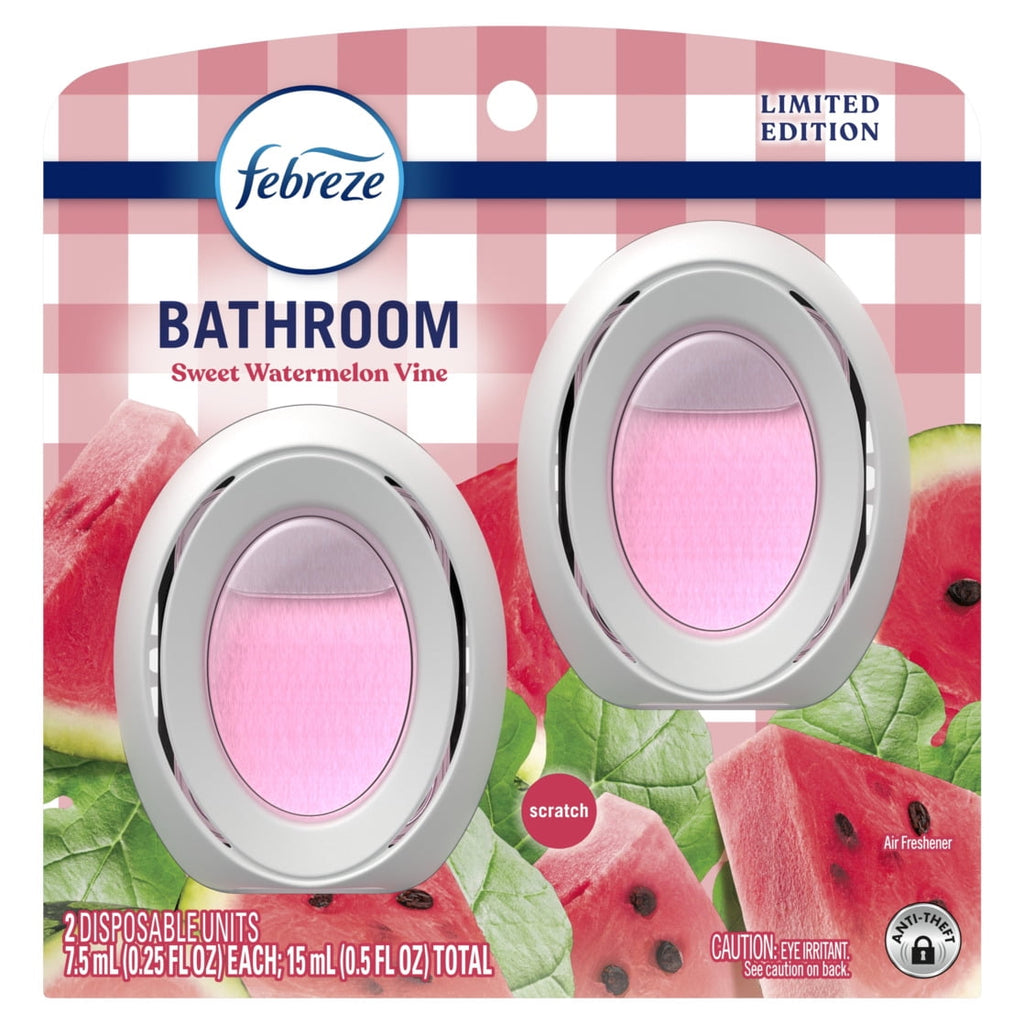 Febreze Bathroom Air Freshener - Small Spaces Odor-Fighting, Watermelon, 2 Count - 3-Pack