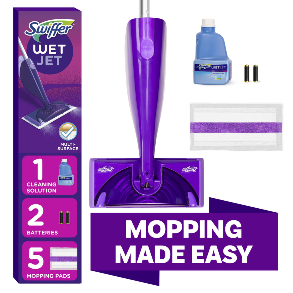 Swiffer Wet Jet Mopping Floor Cleaner Bundle Includes 1 Spray Mop Device - 20 Mop Pad Refills & 1 Fresh Scent Mopping Solution
