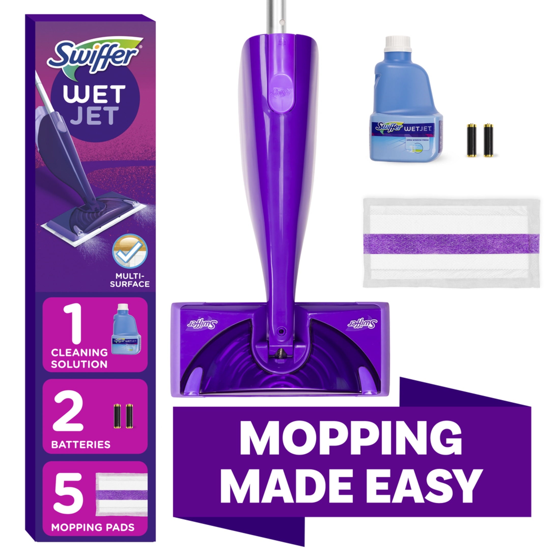 Swiffer Wet Jet Mopping Floor Cleaner Bundle Includes 1 Spray Mop Device - 20 Mop Pad Refills & 1 Fresh Scent Mopping Solution