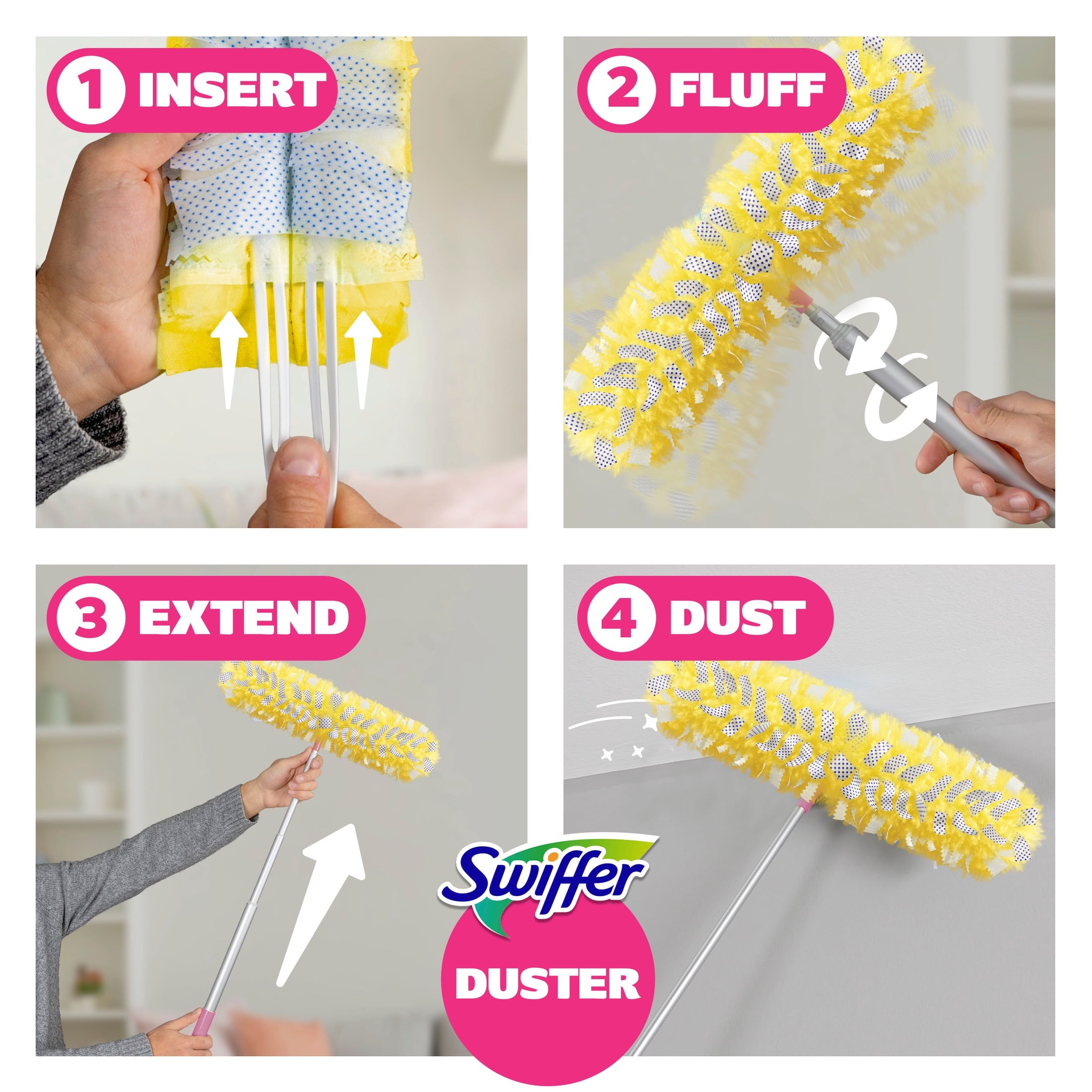 Swiffer Pink Limited Edition Duster Kit with 6 ft Super Extendable Handle - Heavy Duty Starter Kit with 8 Refills, Pink Lemonade Scent
