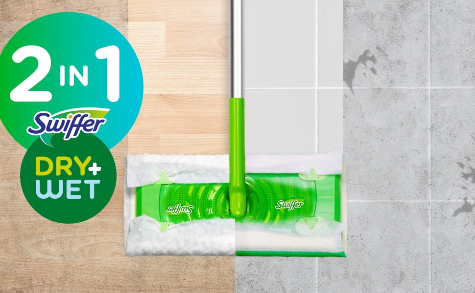 Swiffer Sweep + Mop - Broom & Mop Alternative, Dry & Wet Floor Cleaner, Fresh Scent, Cleaning Set