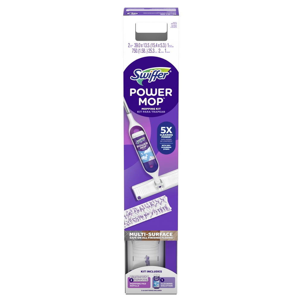 Swiffer Power Mop Floor Cleaner Bundle Includes 1 Spray Mop Device - 2 Lavender Scent Mopping Solutions 25.3 Fl Oz, 1 Fresh Scent Mopping Solution 25.3 Fl Oz & 7 Mop Pad Refills