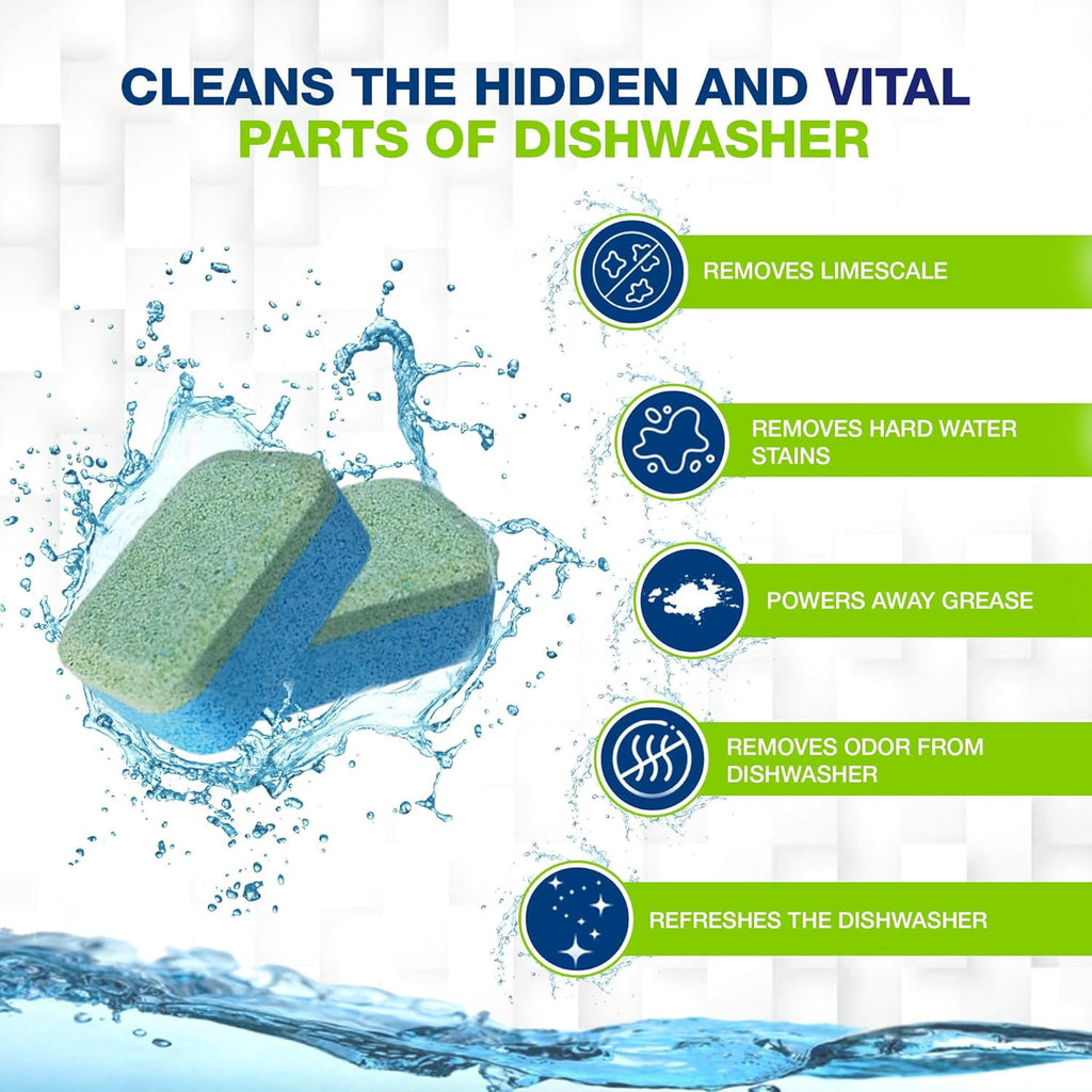 True Fresh Dishwasher Cleaner Tablets 18 Pack - Dishwasher Cleaner and Deodorizer to Descale - Remove Limescale and Buildups