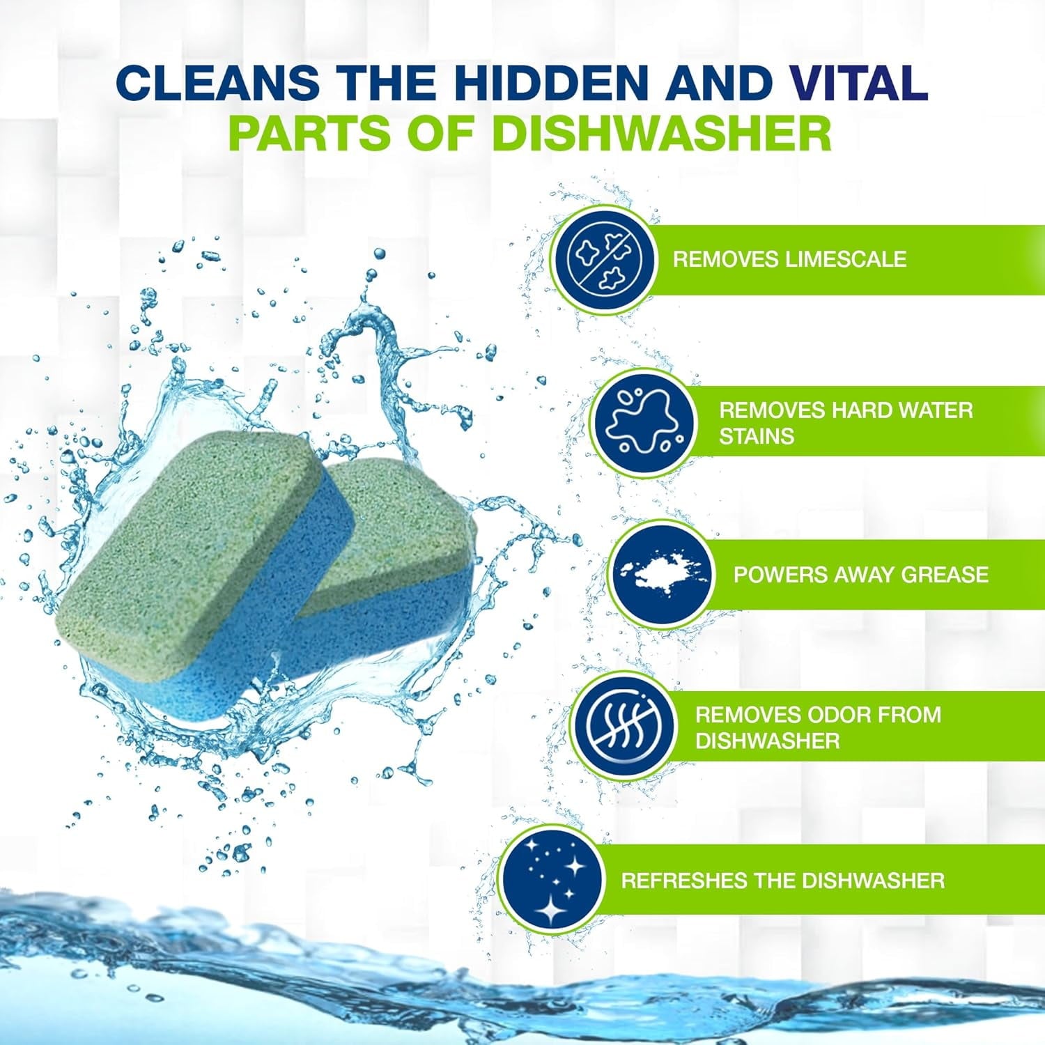 True Fresh Dishwasher Cleaner Tablets 18 Pack - Dishwasher Cleaner and Deodorizer to Descale - Remove Limescale and Buildups