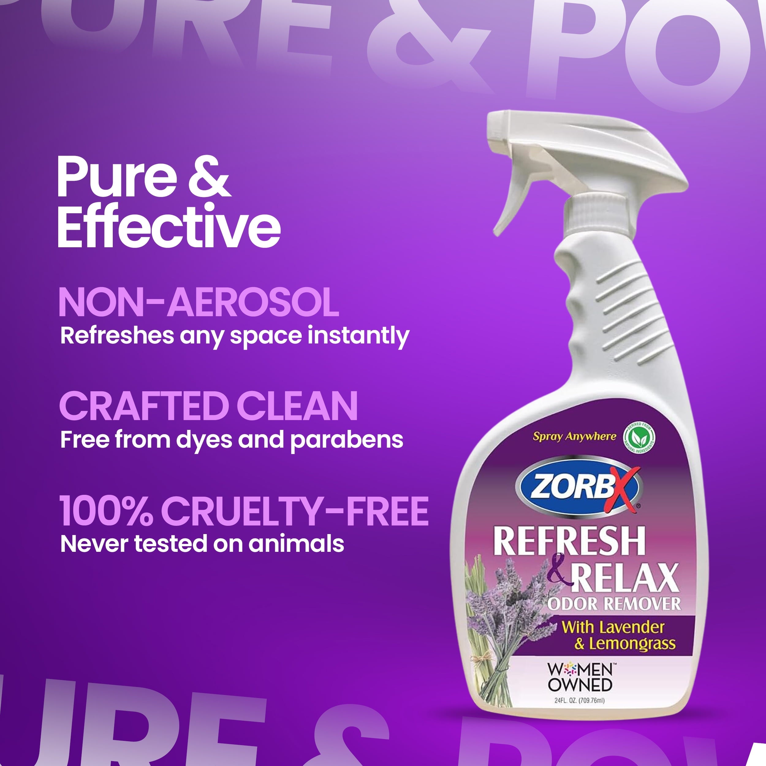 ZORBX Odor Remover Air Freshener with Lavender & Lemongrass 24 oz Fabric Freshener Spray For Home - Car & Clothes