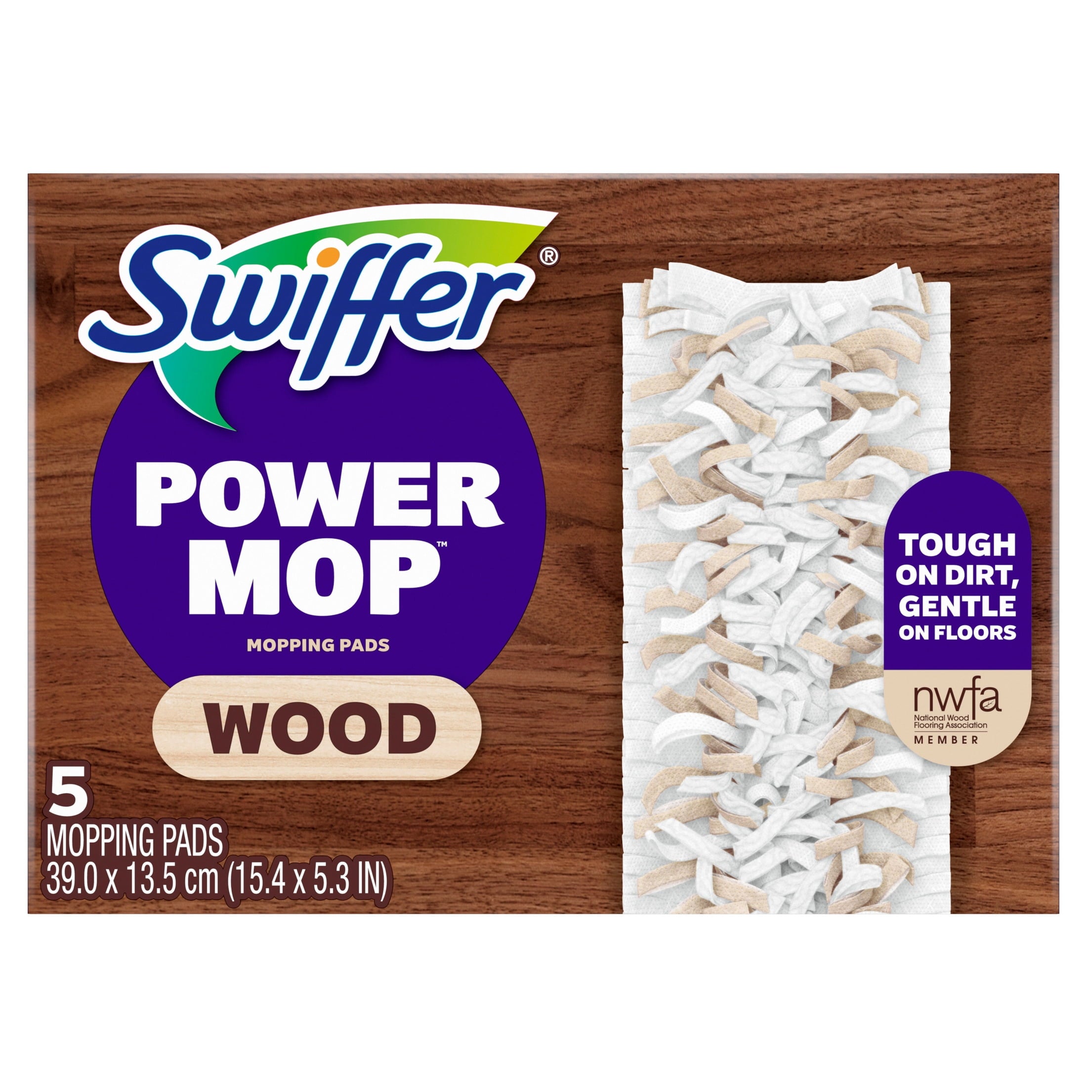 Swiffer Power Mop Wood Pad Refills - Unscented, 5 Count - 2-Pack