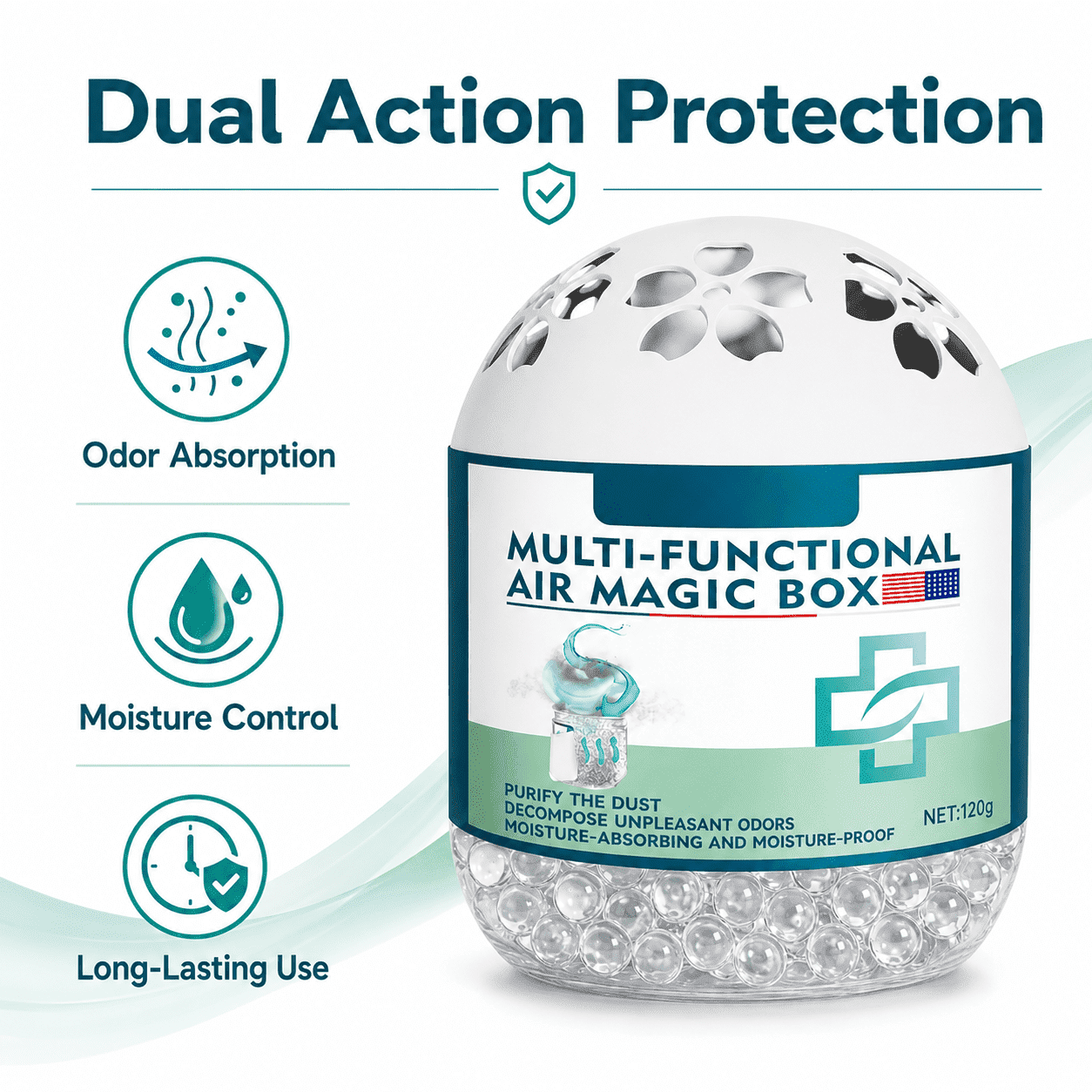 Odor Absorber for Closet - Shoes & Bathroom, Moisture Control Deodorizer Box, Compact Air Freshener for Home, Wardrobe, Pet Areas