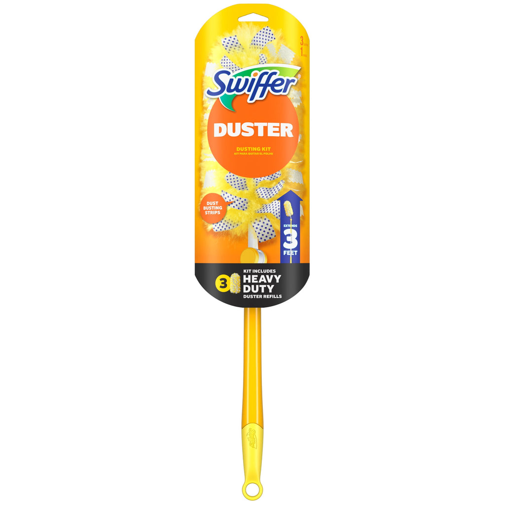 Swiffer Heavy Duty 3 ft Extendable Duster Kit with Refills - Unscented, 1 Handle + 3 Refills