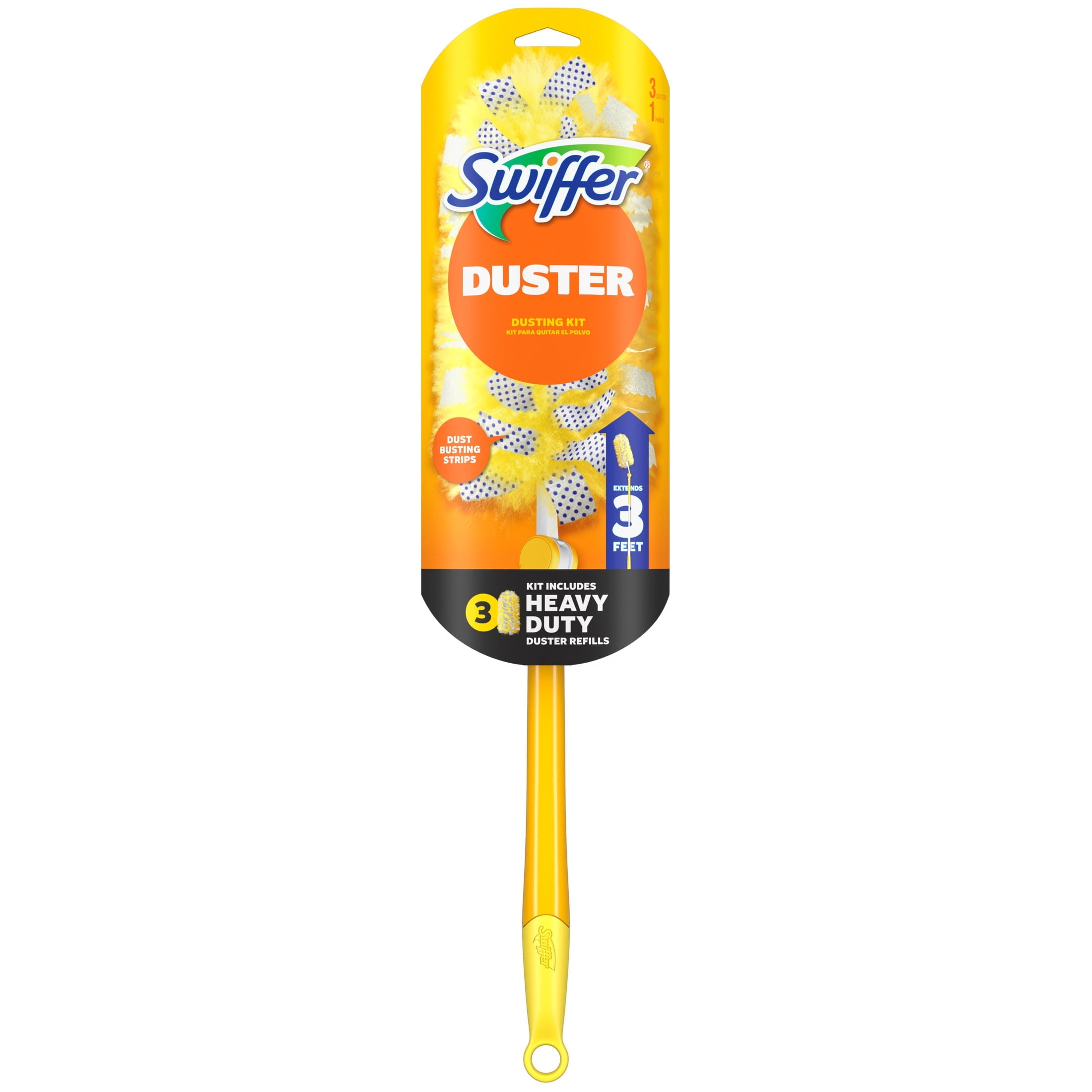 Swiffer Heavy Duty 3 ft Extendable Duster Kit with Refills - Unscented, 1 Handle + 3 Refills