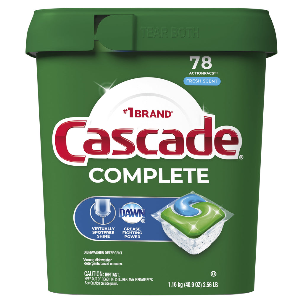 Cascade Complete Dishwasher Pods - Action Pacs Dishwasher Detergent, Dishwasher Tabs, Fresh, 78 Count - 2-Pack
