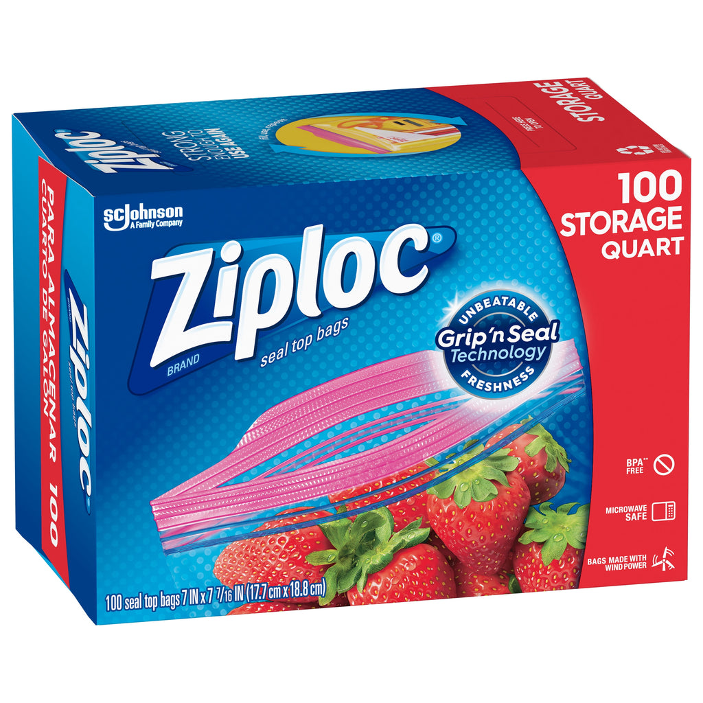 Ziploc Grip N Seal Storage Quart Bags - 100 count