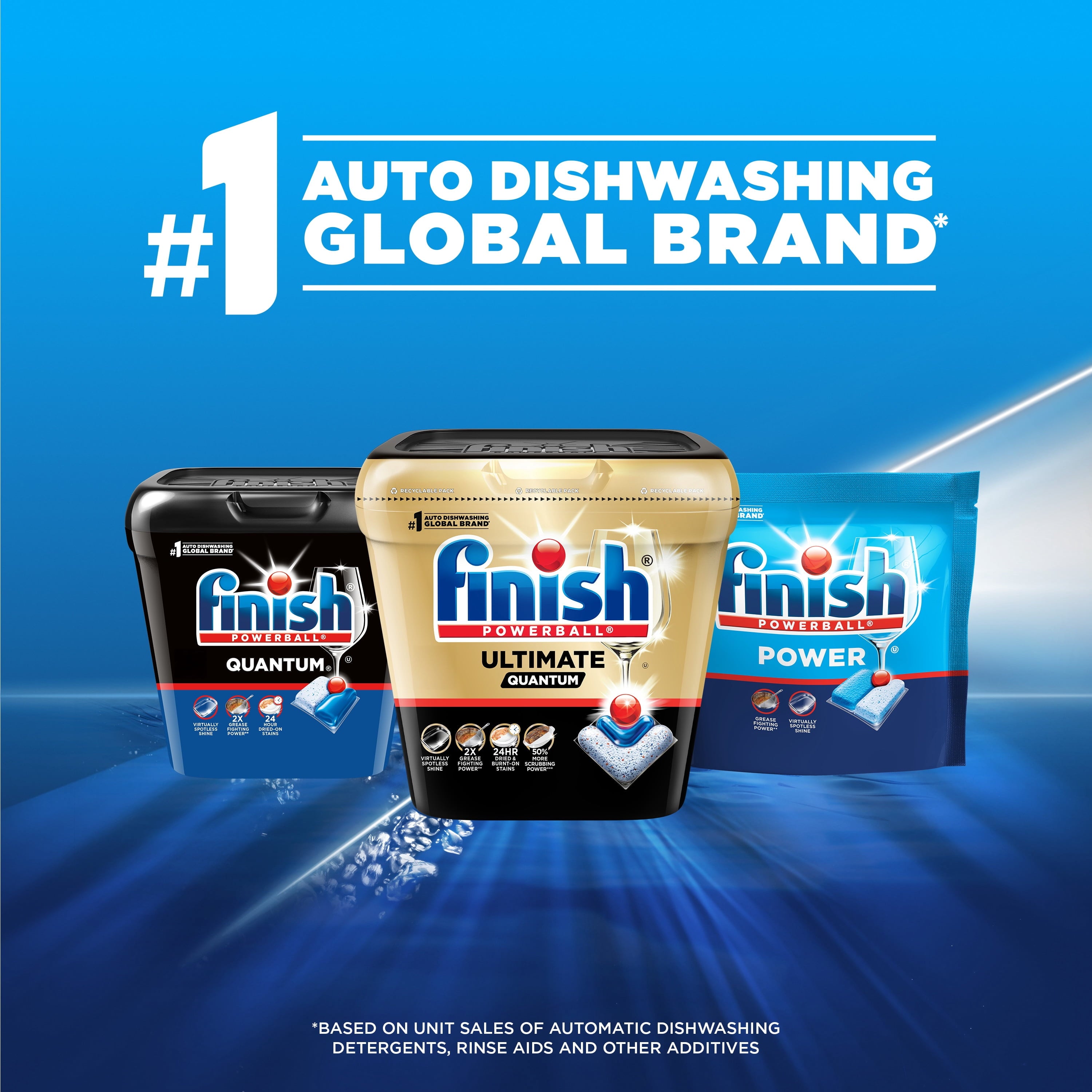 Finish Power Dishwasher Detergent Tabs - No Pre-Rinse Formula, 56 Count