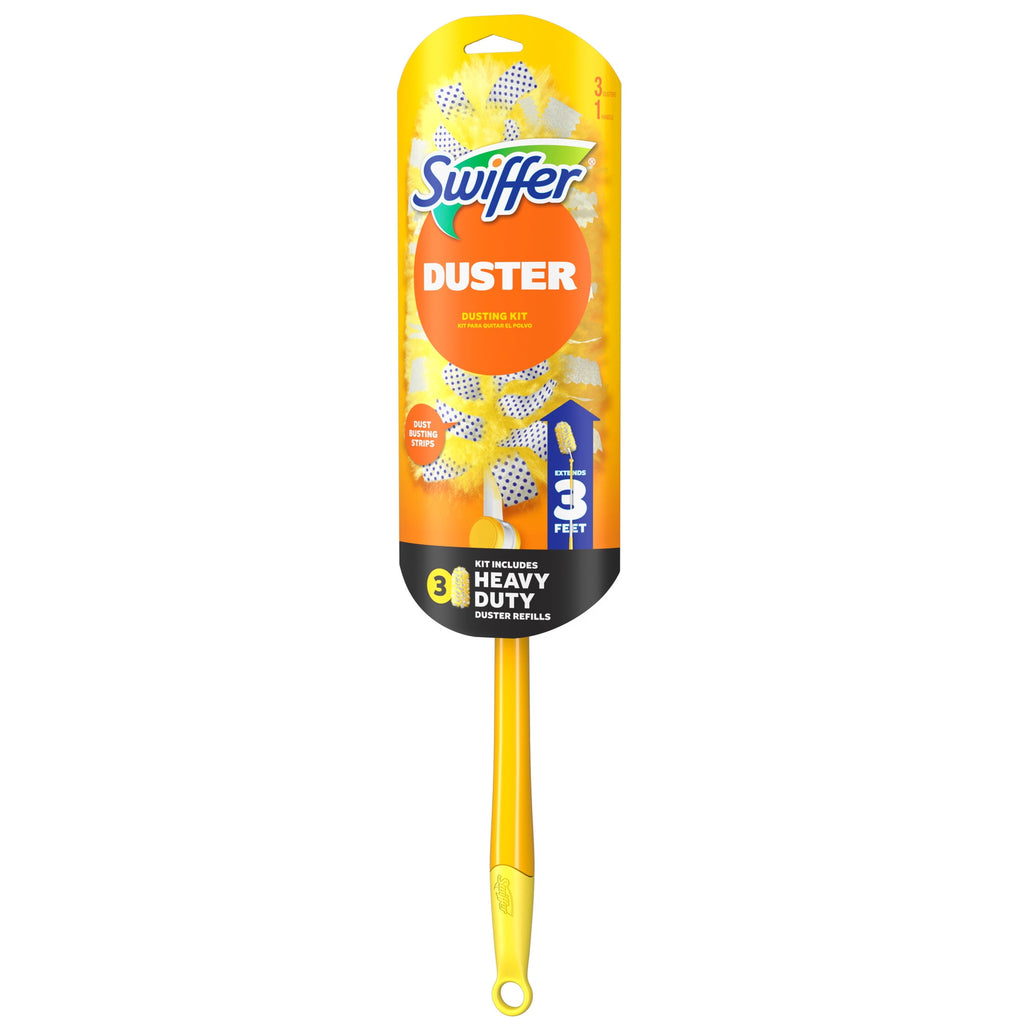Swiffer Heavy Duty 3 ft Extendable Duster Kit with Refills - Unscented, 1 Handle + 3 Refills