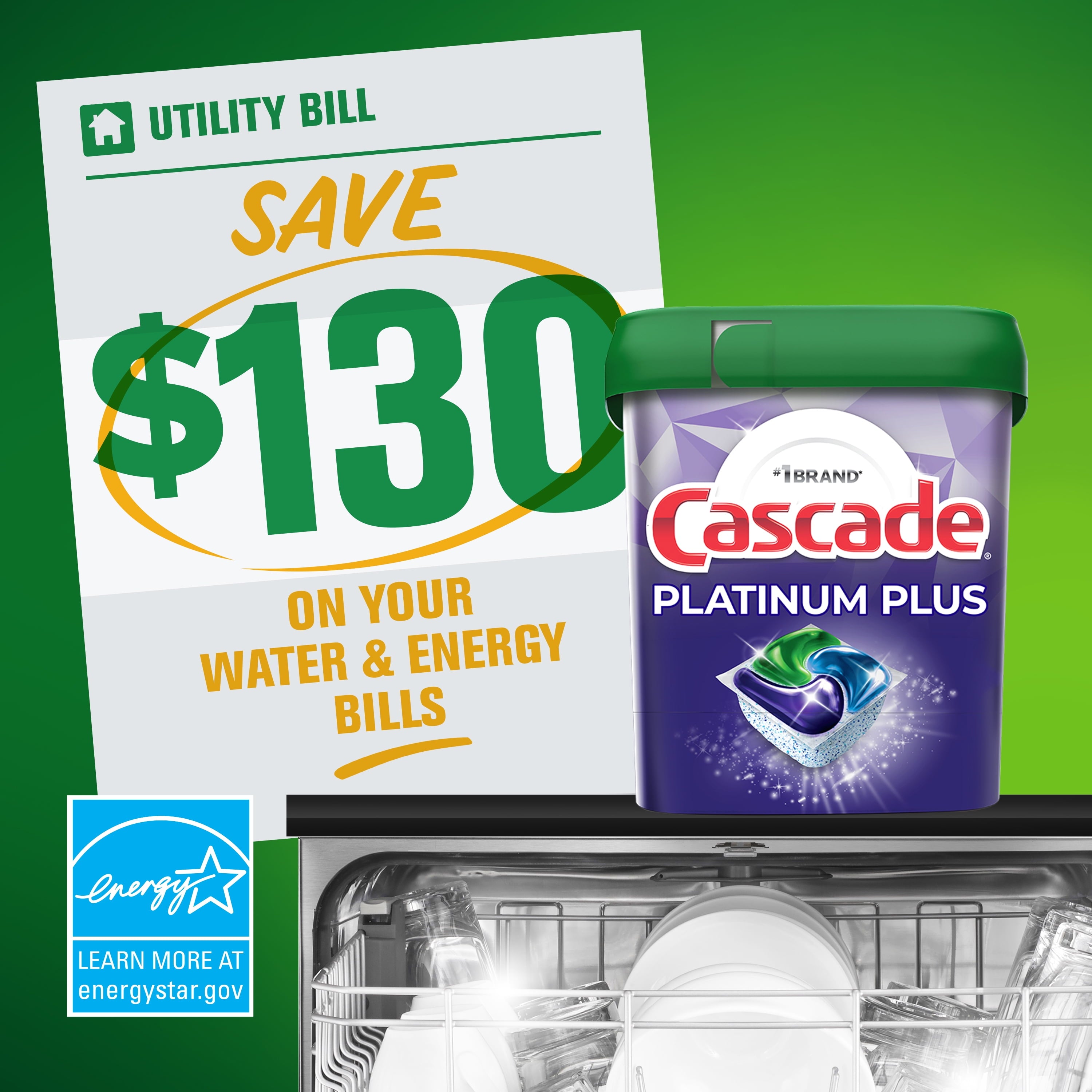 Cascade Platinum Plus Dishwasher Detergent Pacs - Fresh, 17 Count