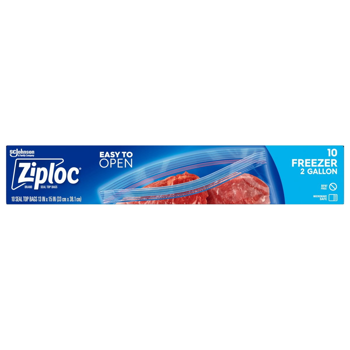 Ziploc Two Gallon Freezer Bags for Food Storage and Meal Prep - 10 Count: Double Seal Lock - BPA-Free, Protects Against Freezer Burn